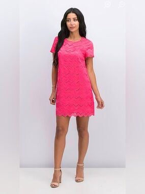 CeCe by CYNTHIA STEFFE Women's Bright Neon Pink Shift Dress Size 8